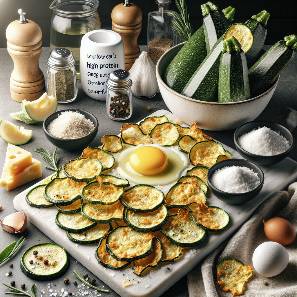 Crispy Baked Zucchini Chips, Low Carb, High Protein, Sugar-Free, Allergen-Free