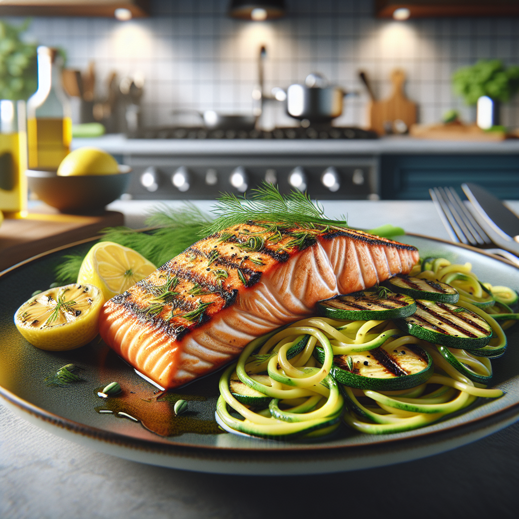 Grilled Lemon-Dill Salmon with Zucchini Noodles