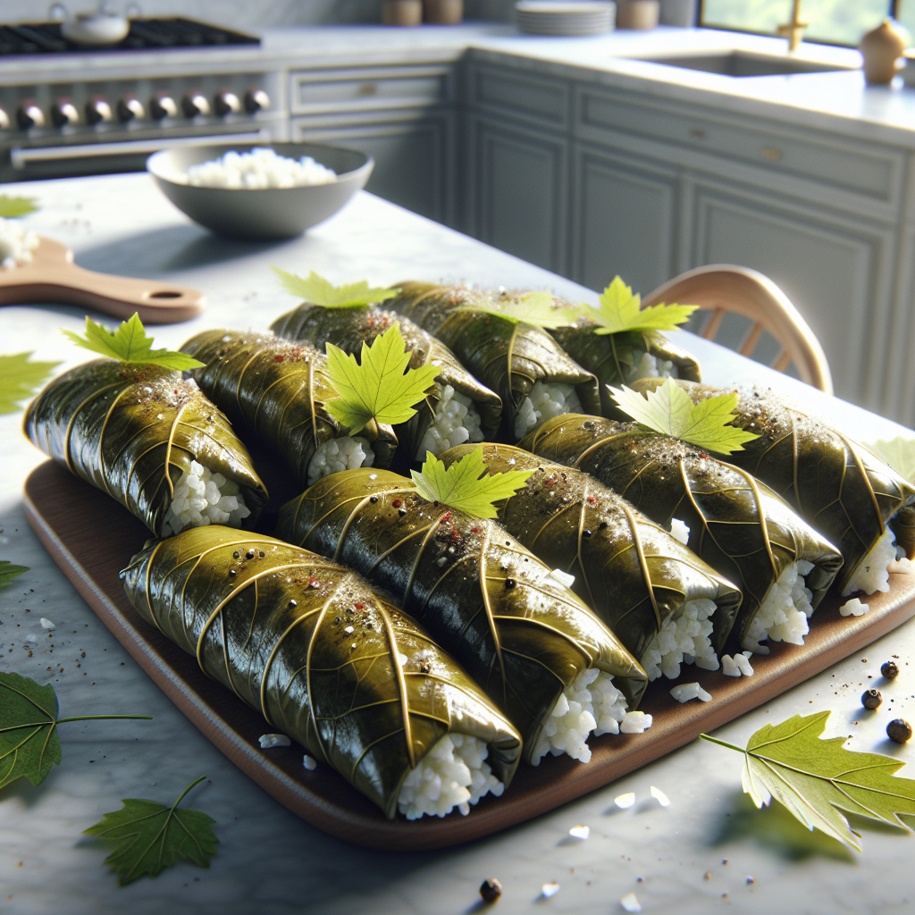 Stuffed Grape Leaves with Ground Turkey and Cauliflower Rice