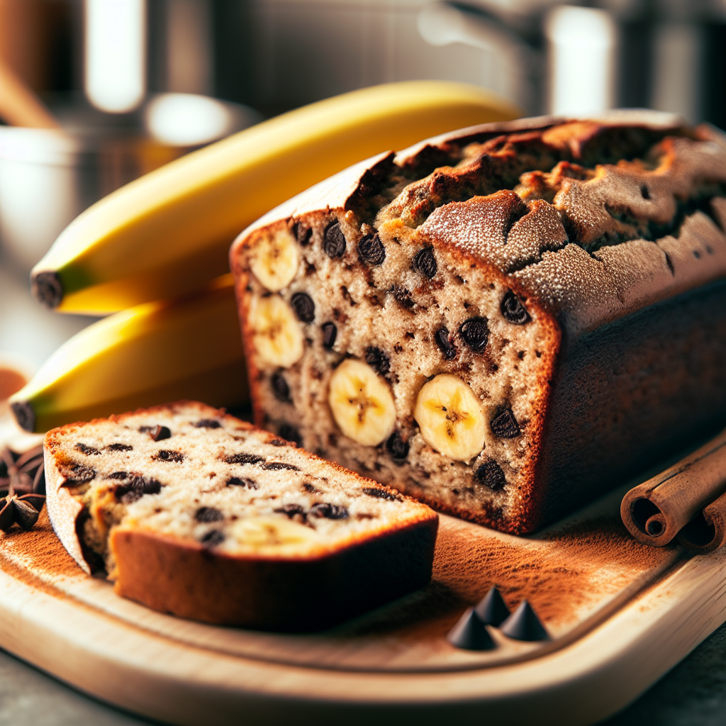 Gluten-Free, Dairy-Free, Sugar-Free Banana Bread with Dark Chocolate Chips