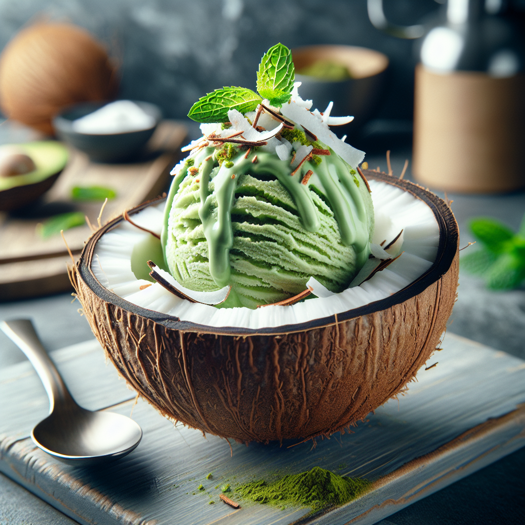 Coconut-Matcha Avocado Ice Cream