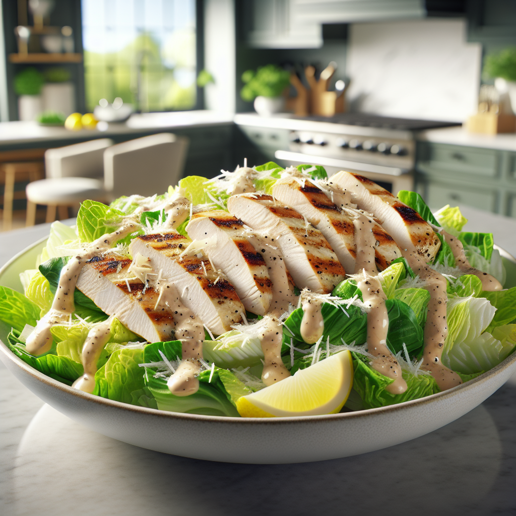 Low-Carb High-Protein Chicken Caesar Salad, Gluten-Free, Dairy-Free, Sugar-Free