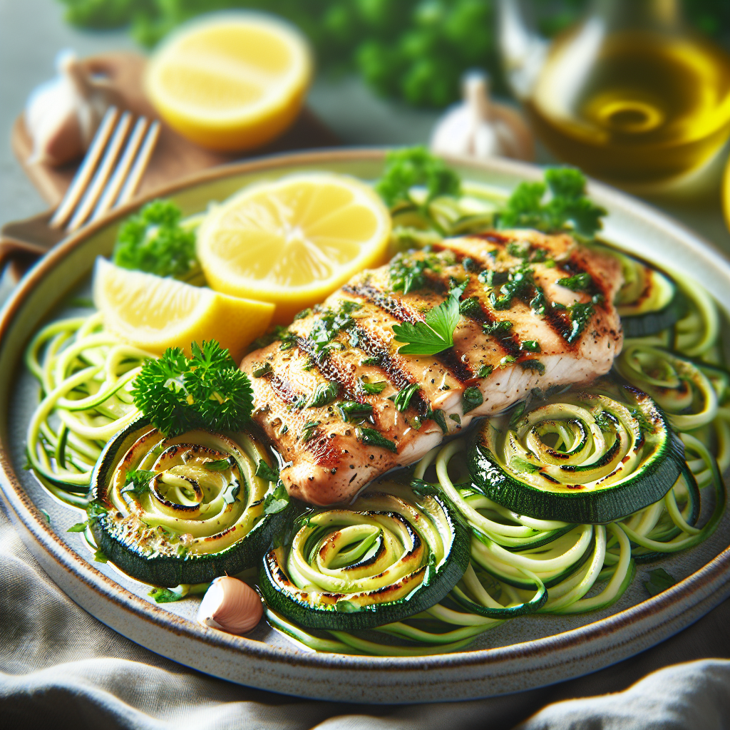 Lemon Herb Grilled Chicken with Zucchini Noodles