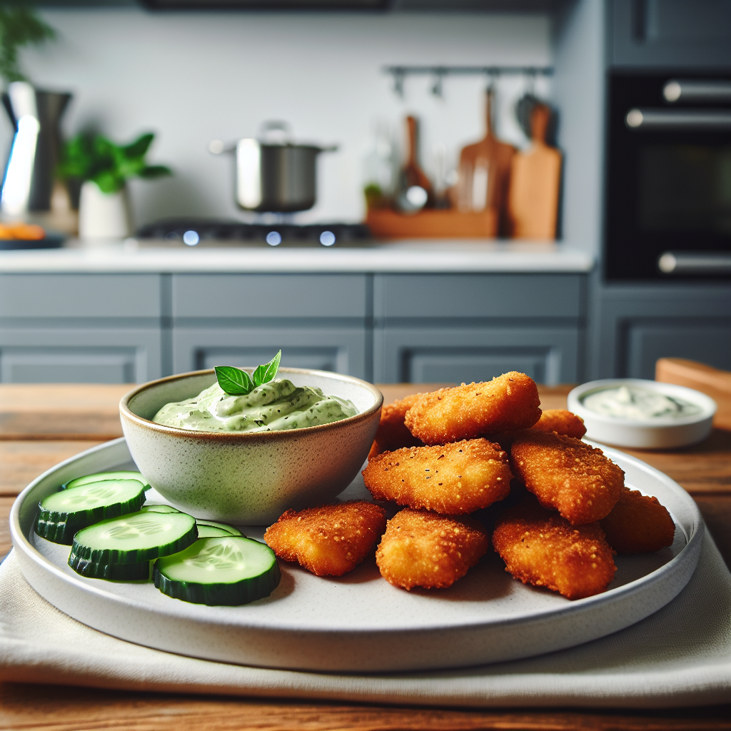 Healthy Baked Chicken Nuggets with Creamy Avocado Dipping Sauce