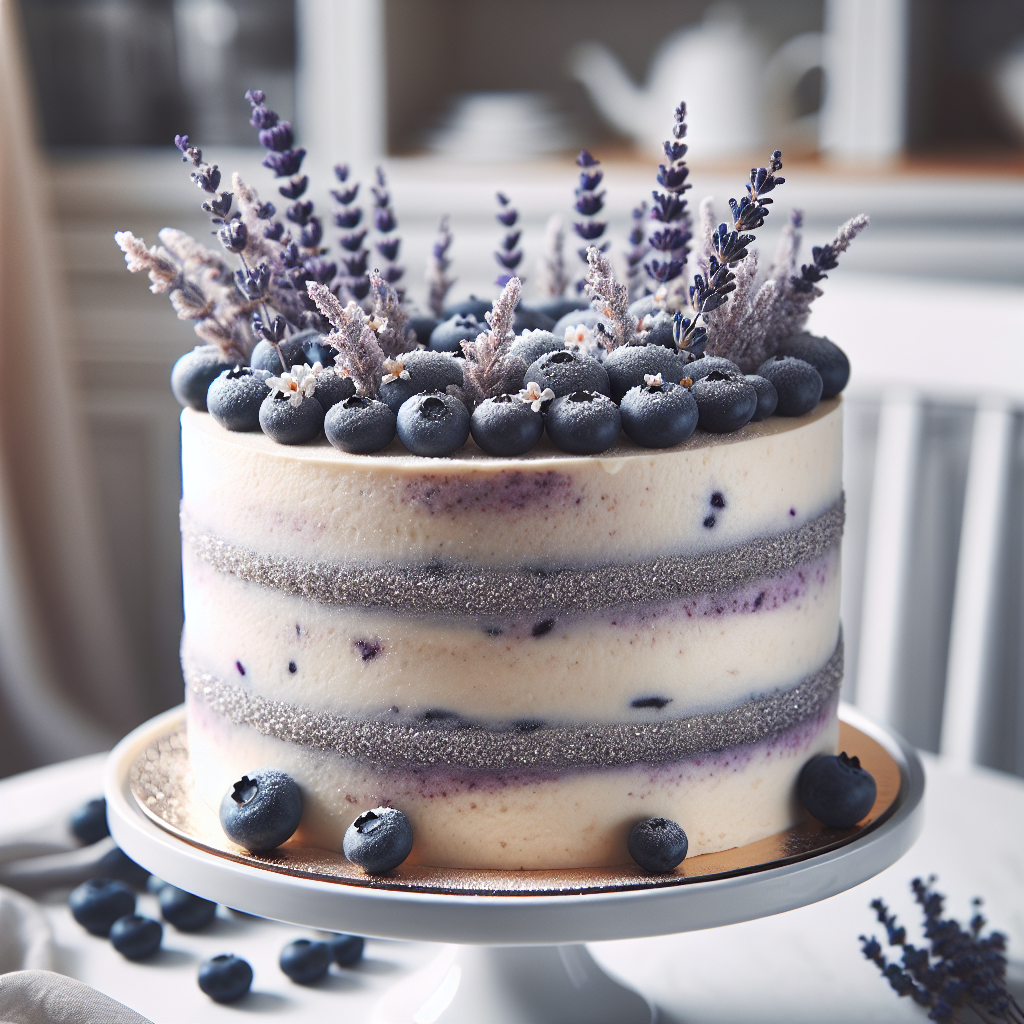 High Protein Sugar-Free Low-Calorie Vanilla Blueberry Lavender Wedding Cake