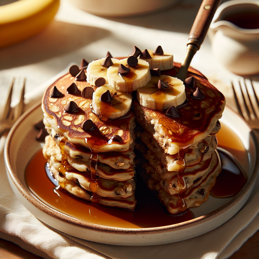 Banana Oat Chocolate Chip Pancakes