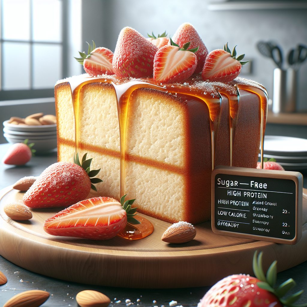 Sugar-Free High Protein Low Calorie Honey Almond Strawberry Pound Cake