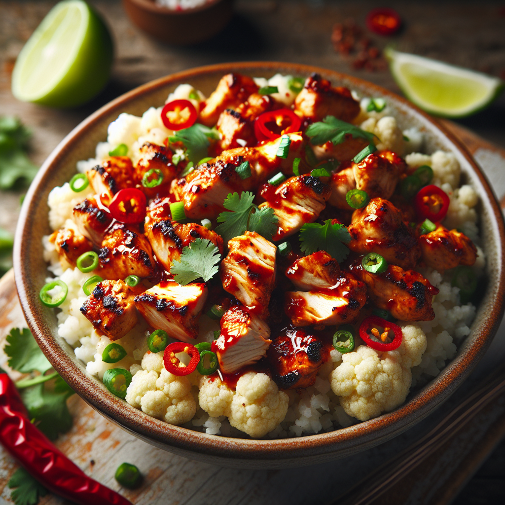 Spicy Chicken and Cauliflower Rice Bowl